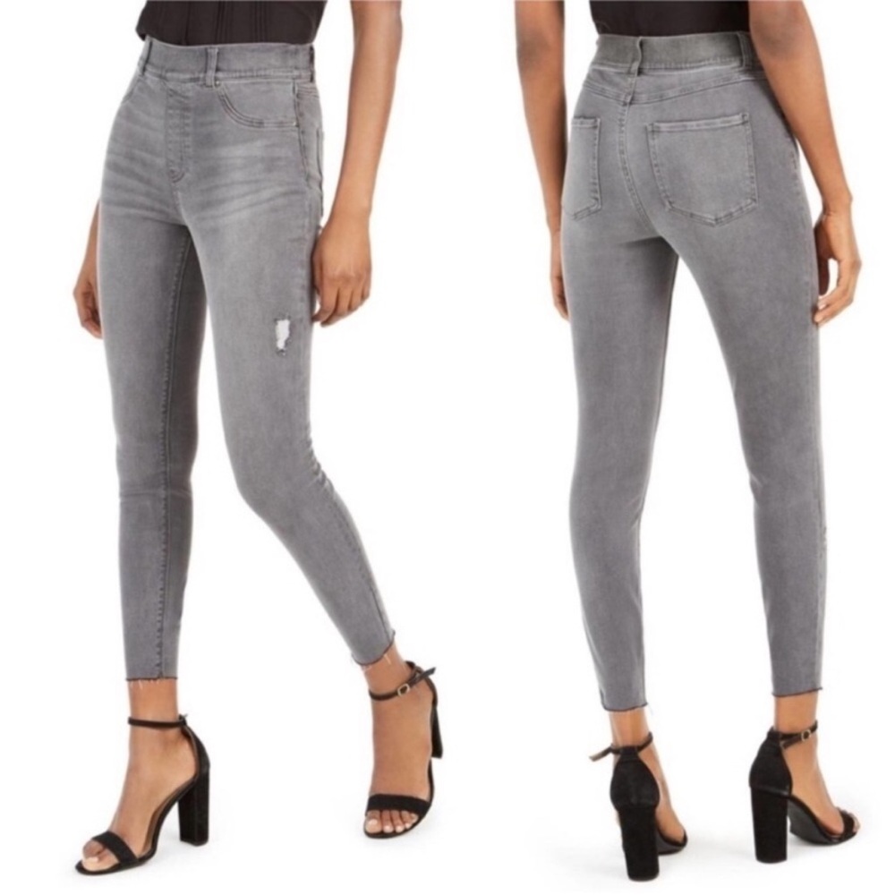 SPANX Vintage Distressed Skinny Denim Jeans Size M In Vintage Grey